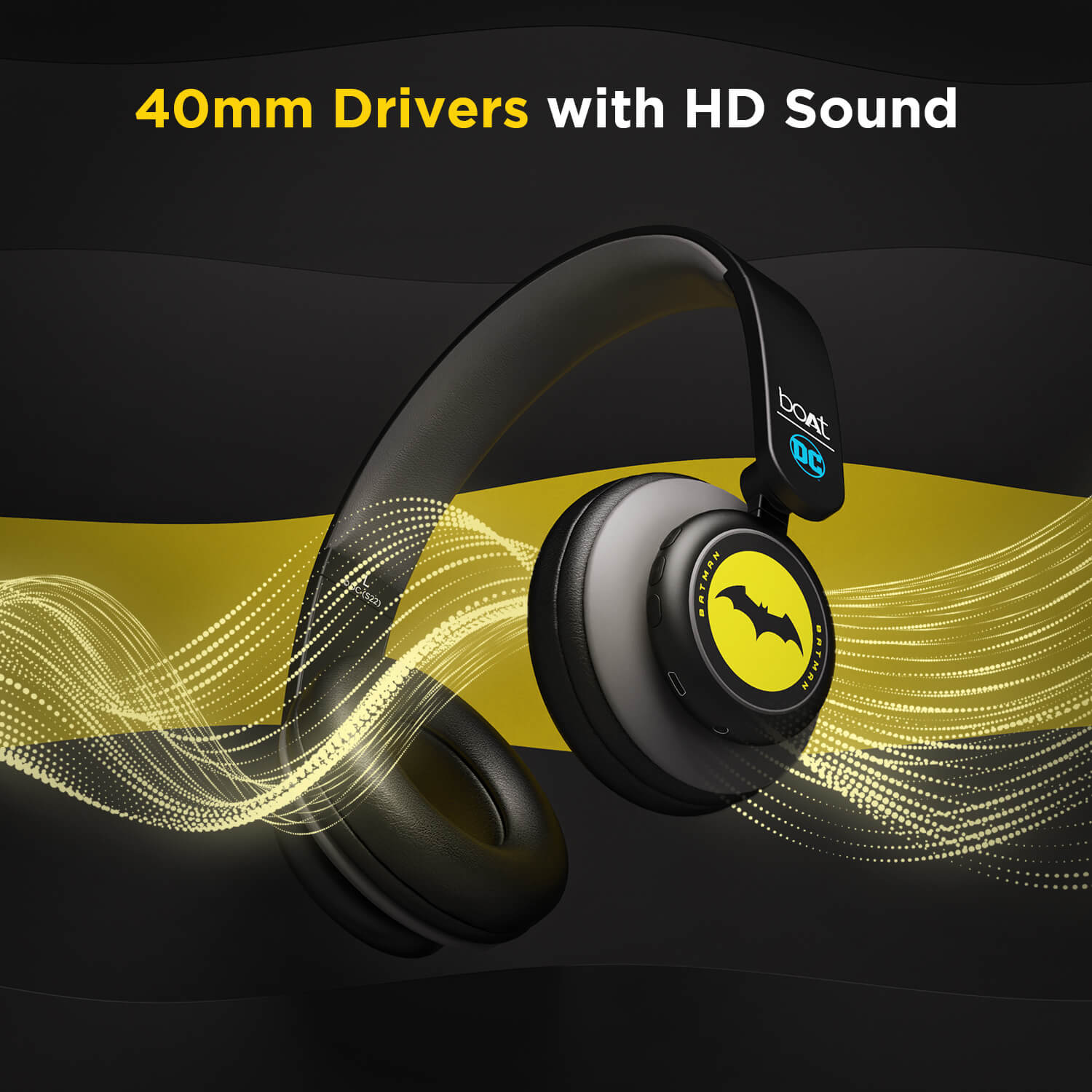 boAt Rockerz 450 Batman DC Edition | Bluetooth Wireless Headphone with 40 mm Drivers HD Immersive Audio, Power Up For 15HRS