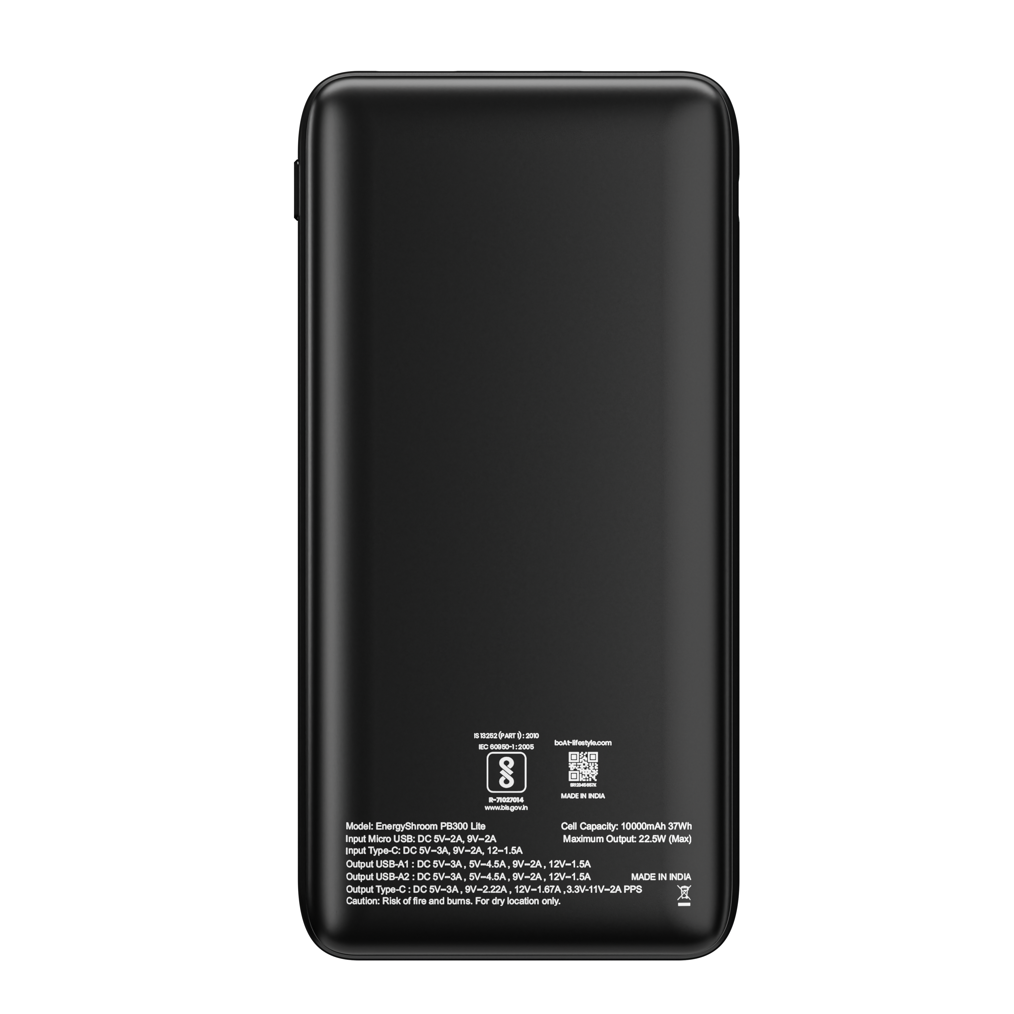 EnergyShroom PB300 Lite| Powerbank with 10000mAh battery capacity with Smart IC protection, 22.5W fast charging
