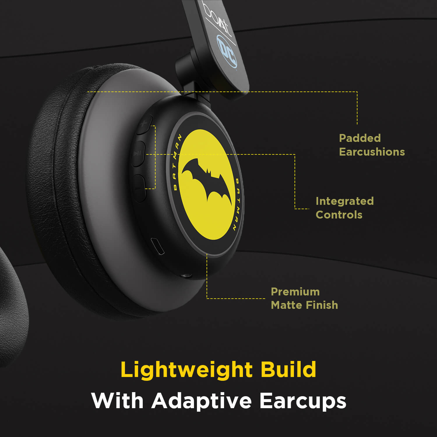 boAt Rockerz 450 Batman DC Edition | Bluetooth Wireless Headphone with 40 mm Drivers HD Immersive Audio, Power Up For 15HRS