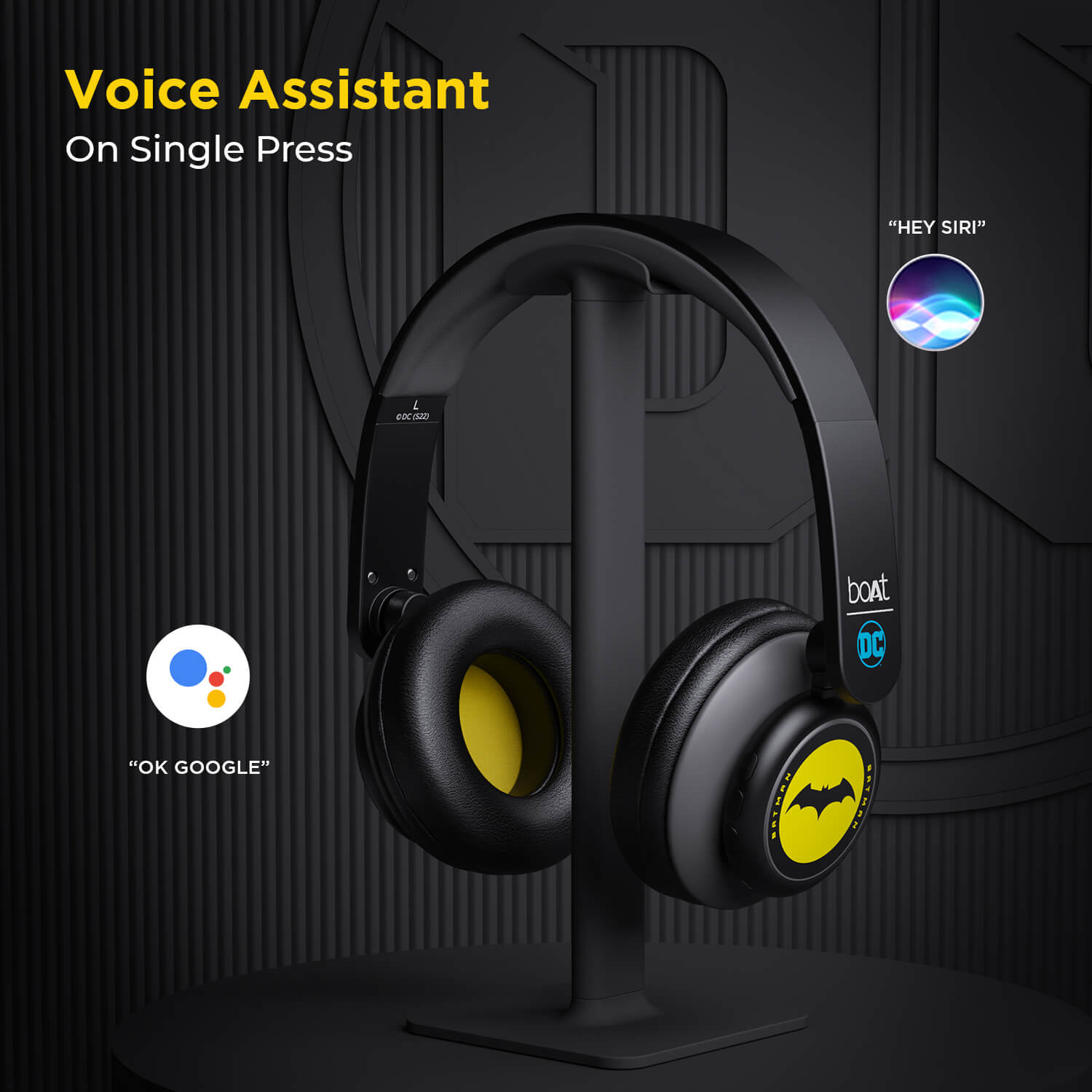 boAt Rockerz 450 Batman DC Edition | Bluetooth Wireless Headphone with 40 mm Drivers HD Immersive Audio, Power Up For 15HRS