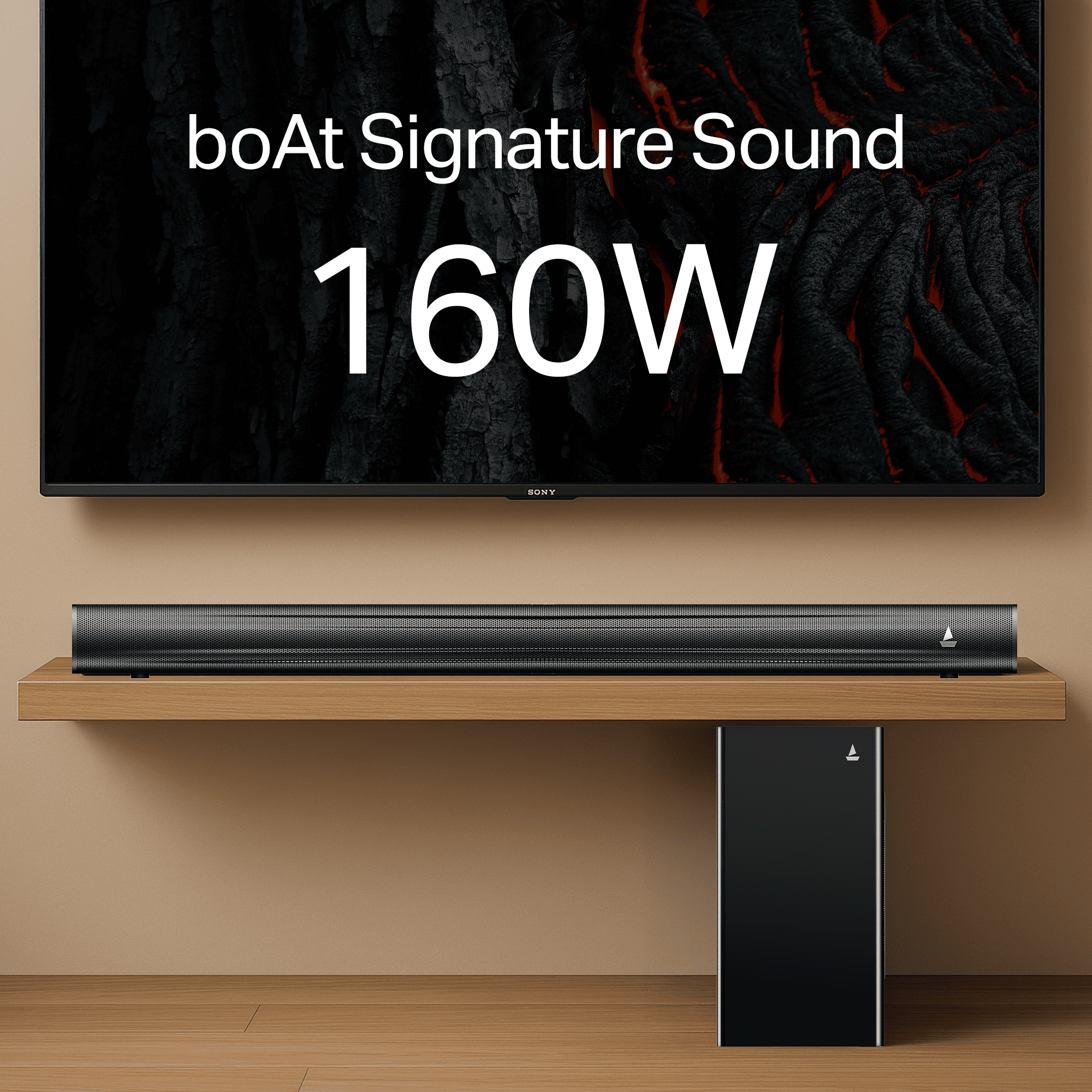 boAt Aavante Aura Plus | 160W 2.1 Channel Soundbar with Bluetooth v5.4, EQ Modes & Master Remote