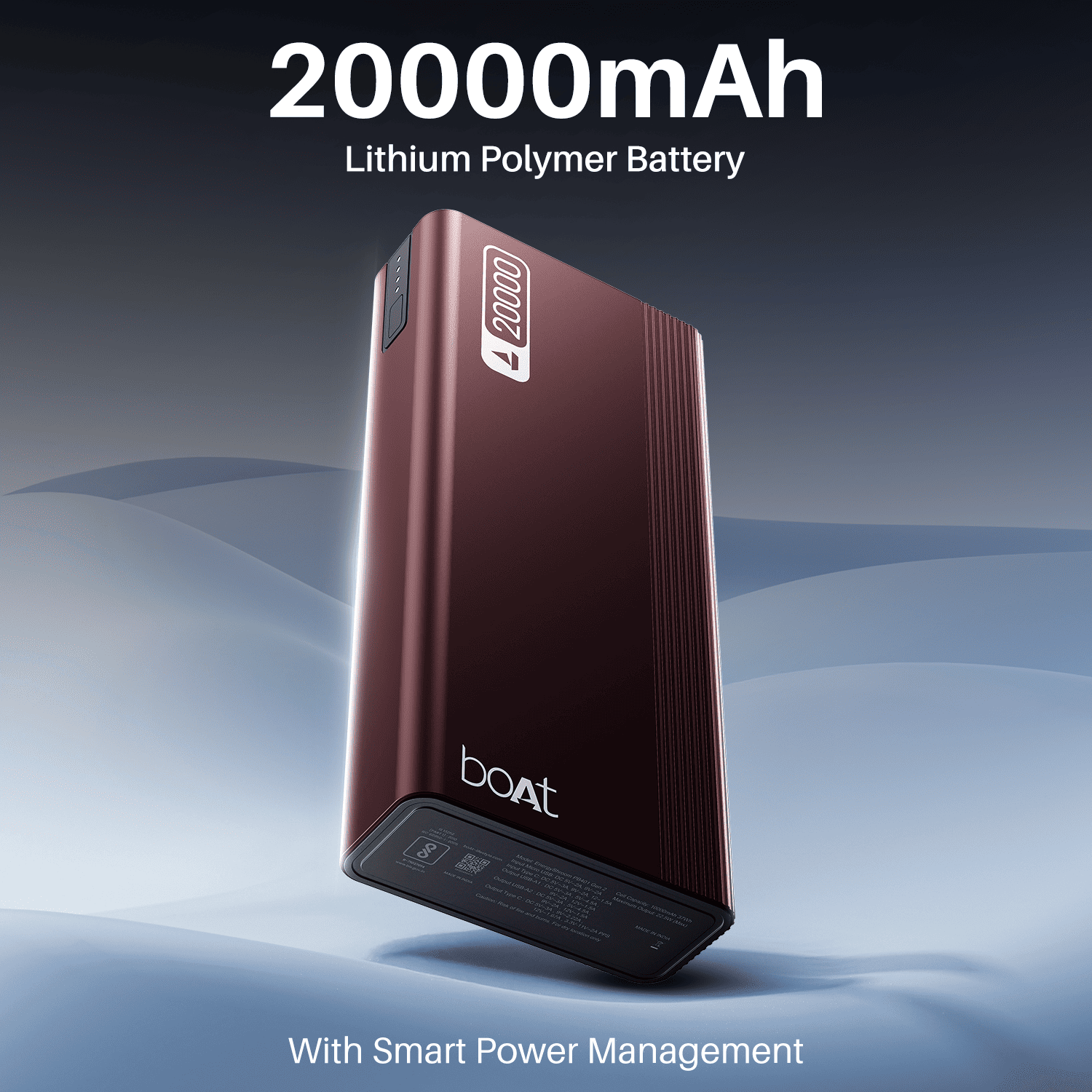 Energyshroom PB401 | Powerbank with 20000mAh Lithium Polymer Battery, Multiple Ports for Simultaneous Charging