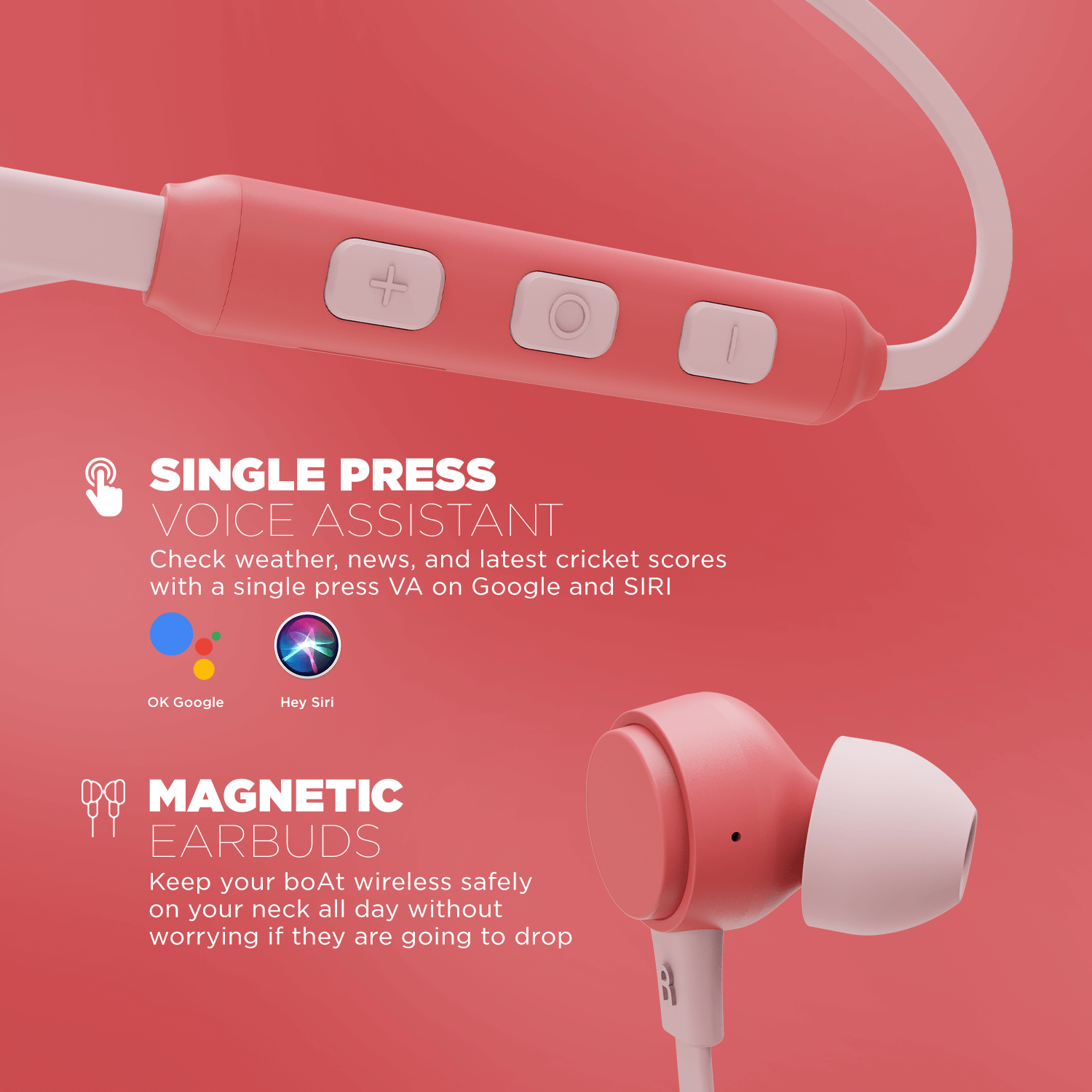 boAt 103 Wireless | Wireless Neckband with 15H Playback, 10mm Drivers, Bluetooth v5.0, IPX4 water-resistant