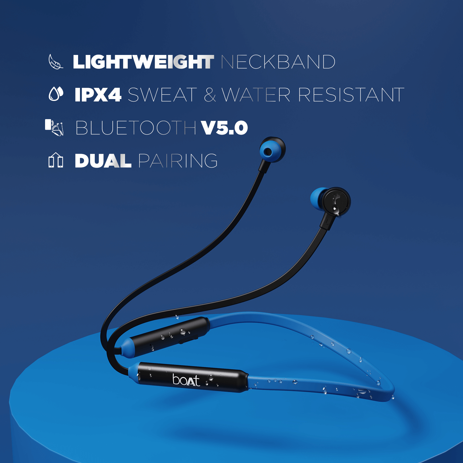 boAt 103 Wireless | Wireless Neckband with 15H Playback, 10mm Drivers, Bluetooth v5.0, IPX4 water-resistant