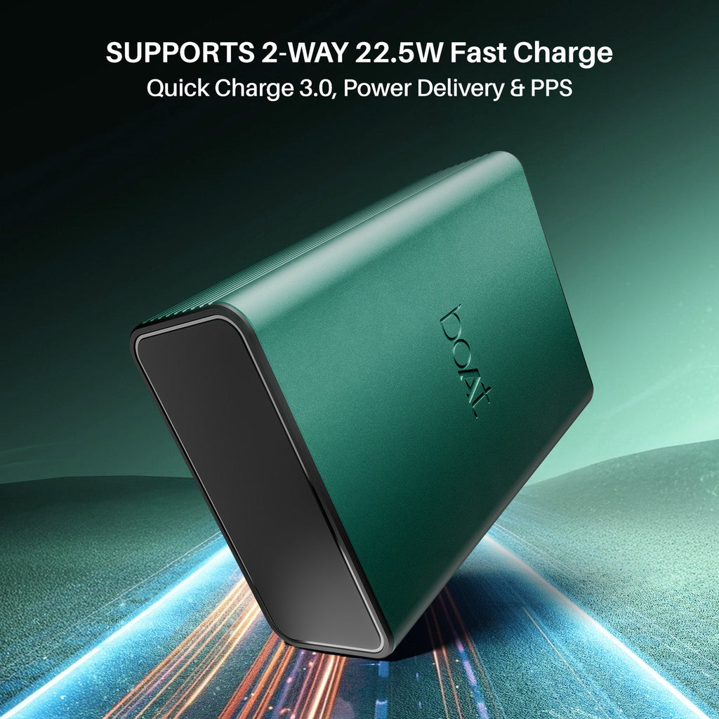 boAt Energyshroom PB400 Pro | 20000 mAh Powerbank with 2-way 22.5W fast charging,Pass-Through Charging, 12-Layer Smart IC Protection, Aluminium Casing & Compact