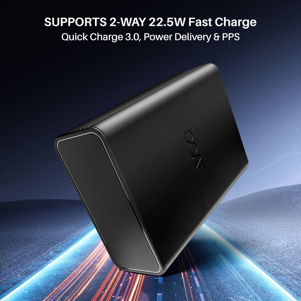 boAt Energyshroom PB400 Pro | 20000 mAh Powerbank with 2-way 22.5W fast charging,Pass-Through Charging, 12-Layer Smart IC Protection, Aluminium Casing & Compact