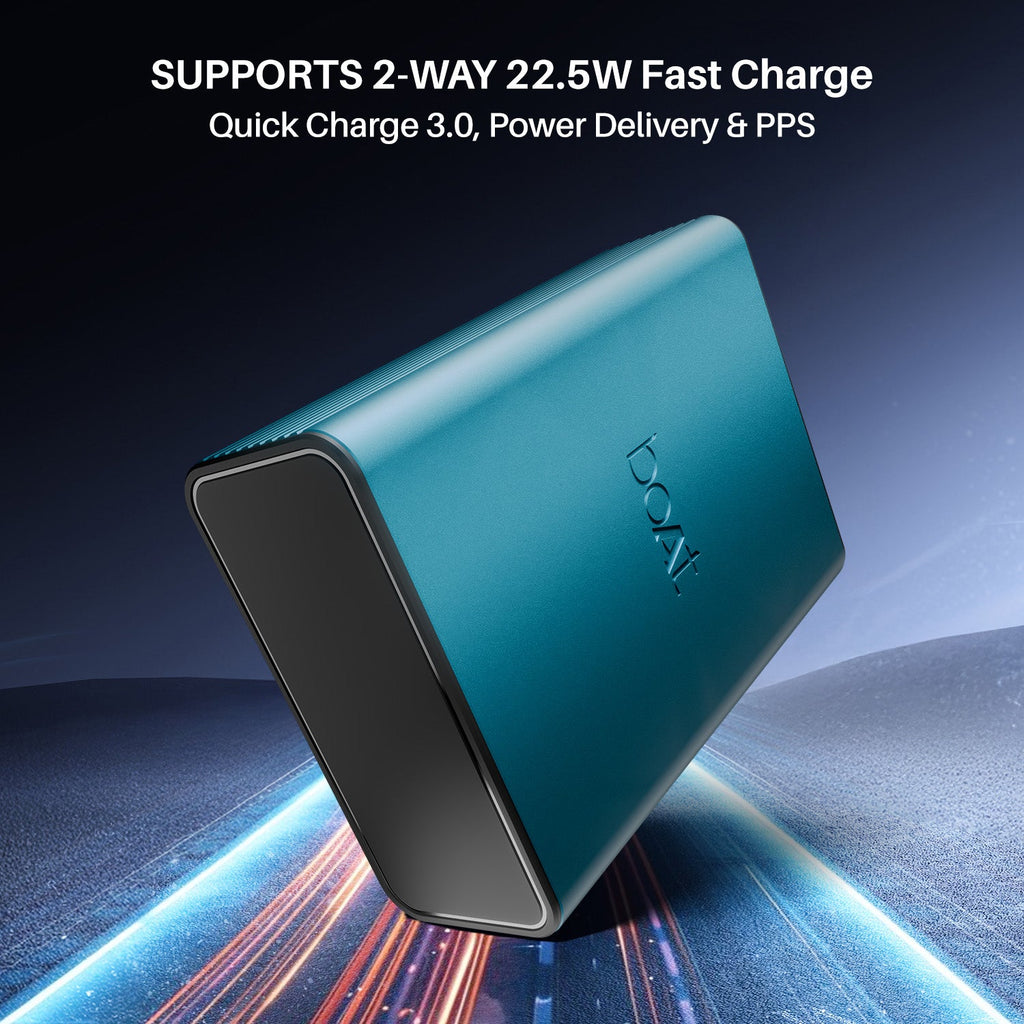 boAt Energyshroom PB400 Pro | 20000 mAh Powerbank with 2-way 22.5W fast charging,Pass-Through Charging, 12-Layer Smart IC Protection, Aluminium Casing & Compact