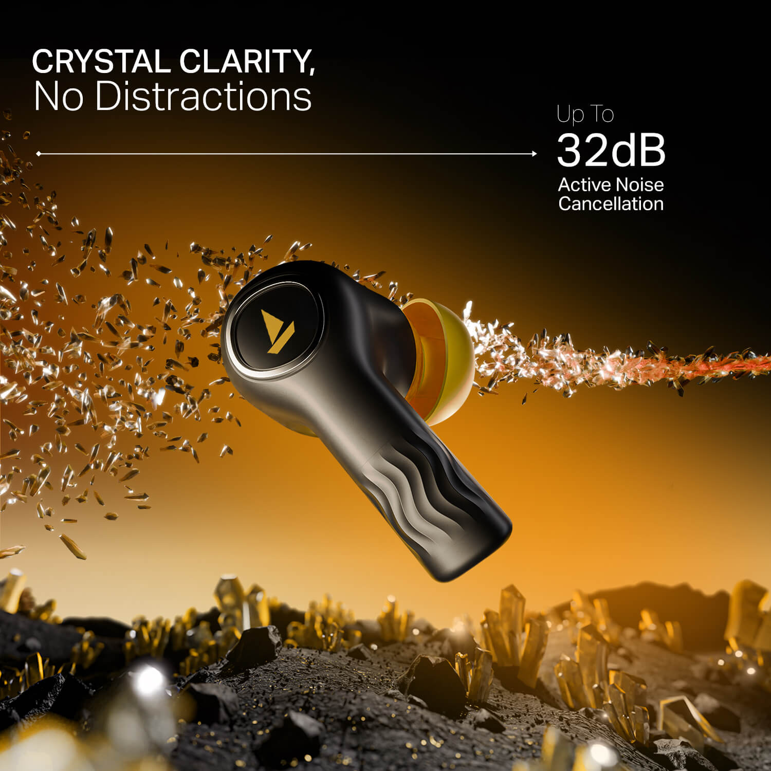 boAt Nirvana Crystl | Wireless Earbuds with 100 Hours Playback, Upto 32dB ANC, BEAST™ Mode, Adaptive EQ by Mimi