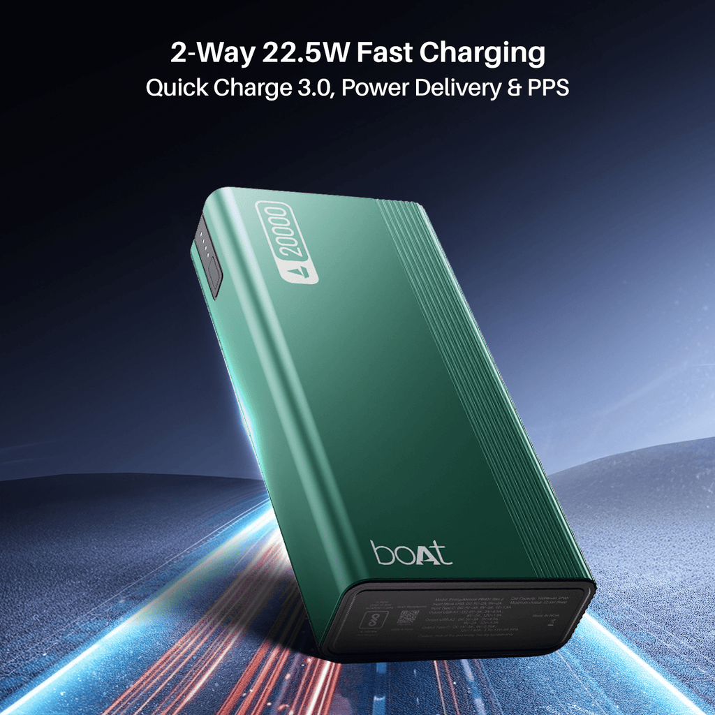 Energyshroom PB401 | Powerbank with 20000mAh Lithium Polymer Battery, Multiple Ports for Simultaneous Charging
