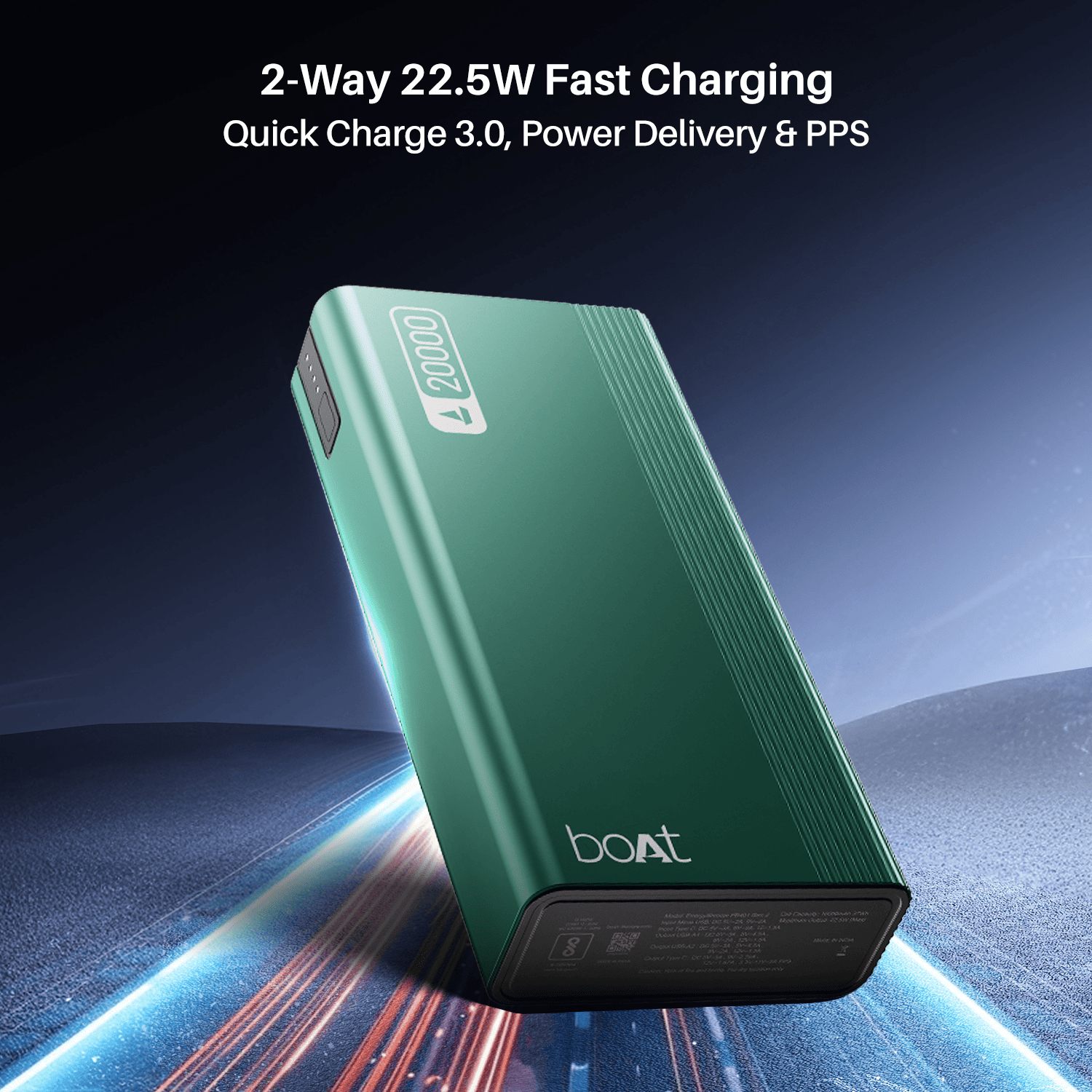 Energyshroom PB401 | Powerbank with 20000mAh Lithium Polymer Battery, Multiple Ports for Simultaneous Charging