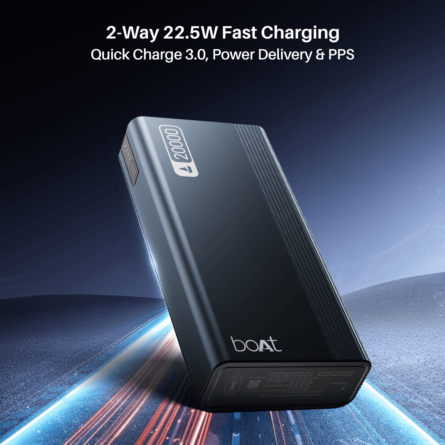 Energyshroom PB401 | Powerbank with 20000mAh Lithium Polymer Battery, Multiple Ports for Simultaneous Charging