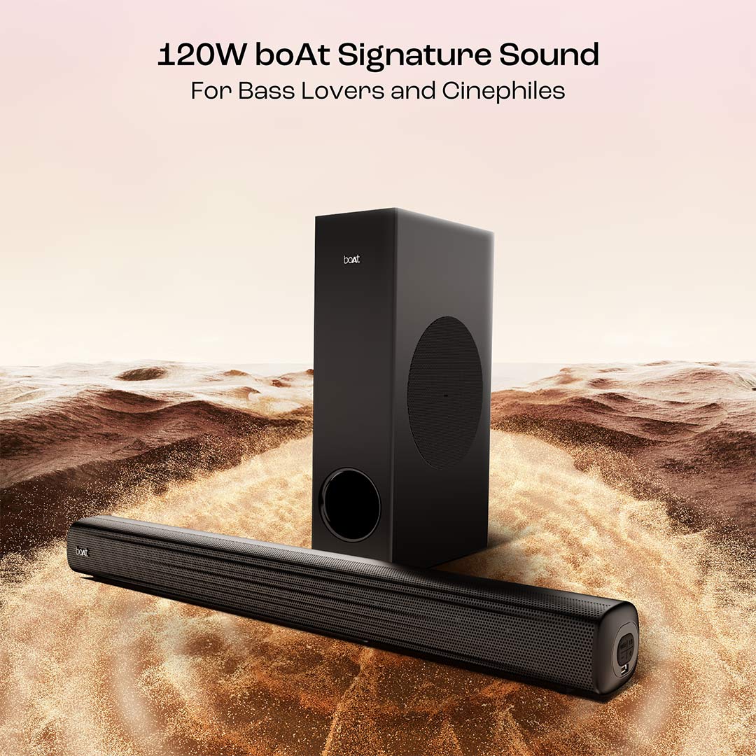 boAt Aavante Bar 1500 Pro | 120W Bluetooth Soundbar, 2.1 channel surround system, EQ Modes, Master Remote Control