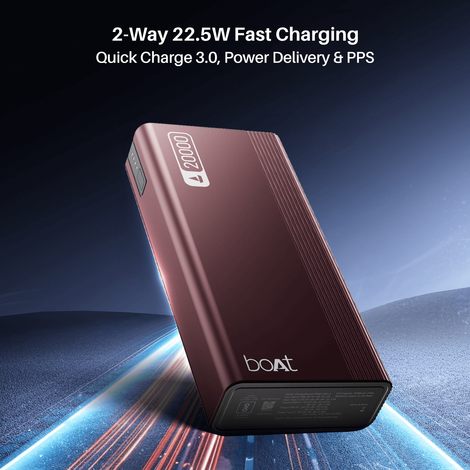 Energyshroom PB401 | Powerbank with 20000mAh Lithium Polymer Battery, Multiple Ports for Simultaneous Charging