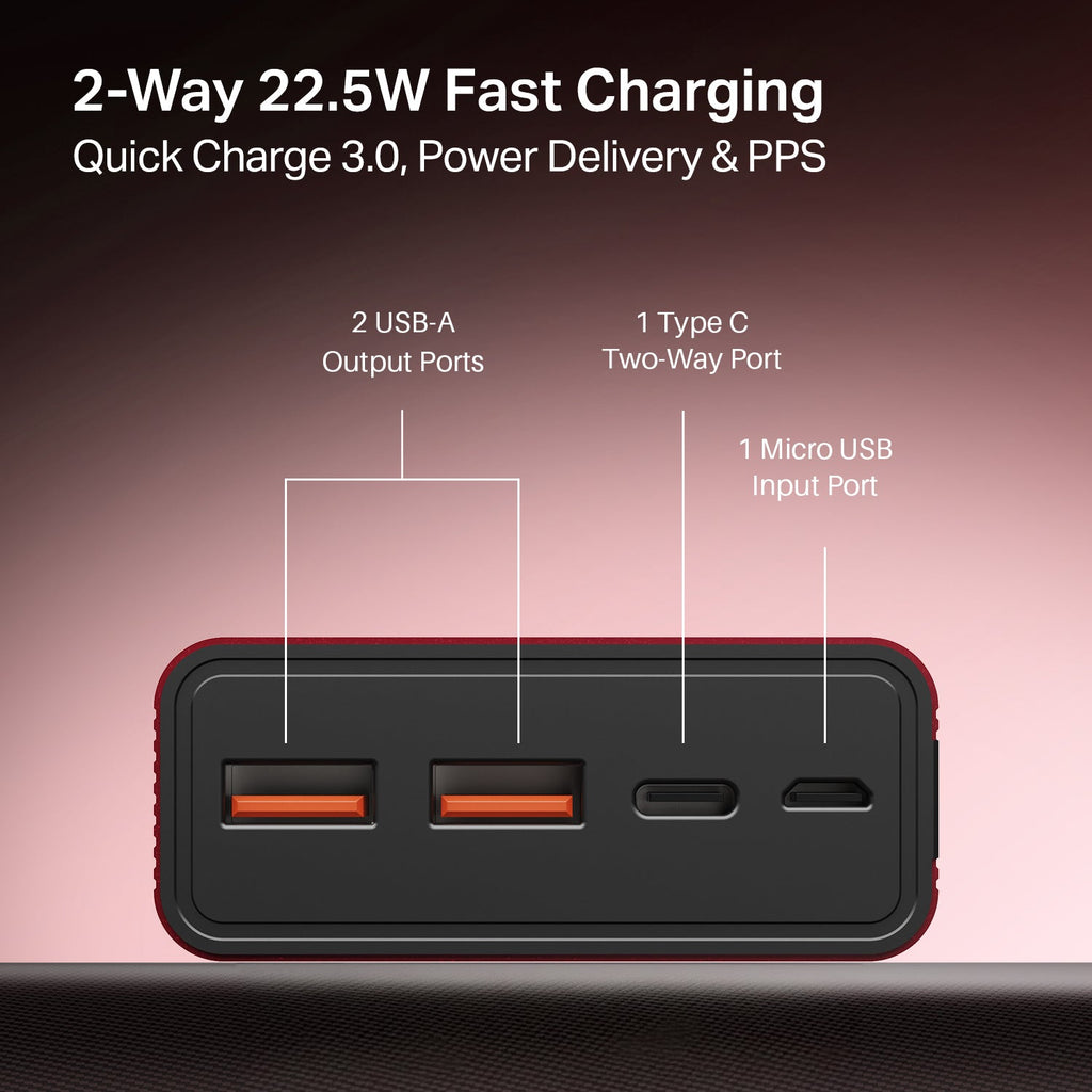 boAt Energyshroom PB400 | Powerbank with 20000mAh battery capacity with Smart IC protection