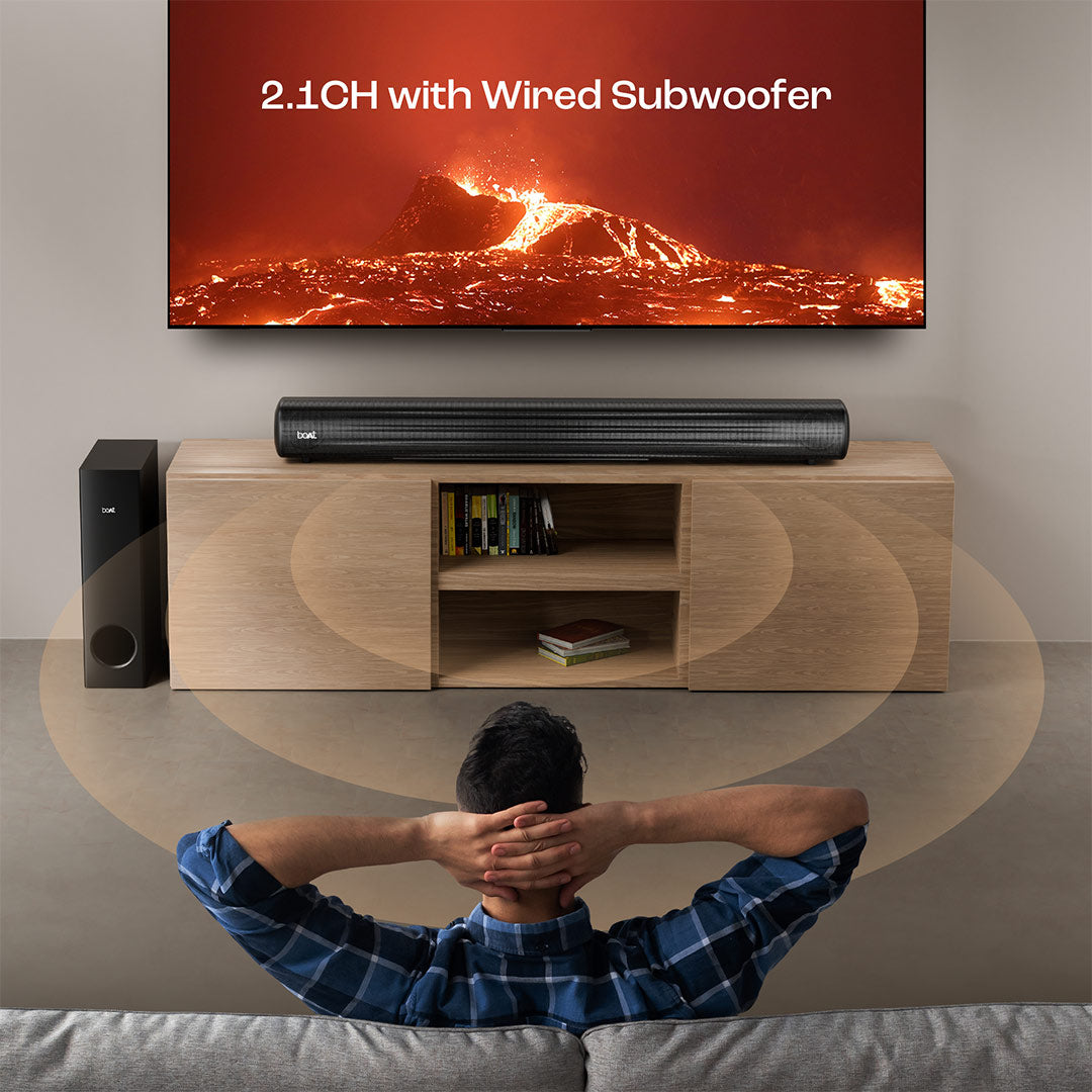 boAt Aavante Bar 1500 Pro | 120W Bluetooth Soundbar, 2.1 channel surround system, EQ Modes, Master Remote Control