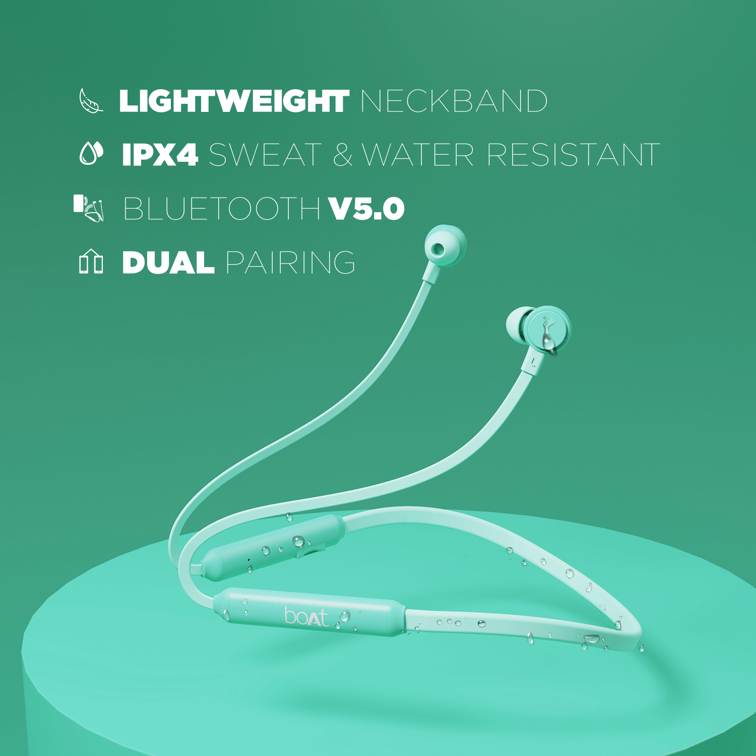 boAt 103 Wireless | Wireless Neckband with 15H Playback, 10mm Drivers, Bluetooth v5.0, IPX4 water-resistant