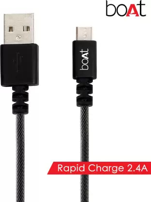 boAt Micro USB 500 Cable 1.5 Meter | Premium USB Cable with 2.4 A data transfer, cotton braided cable