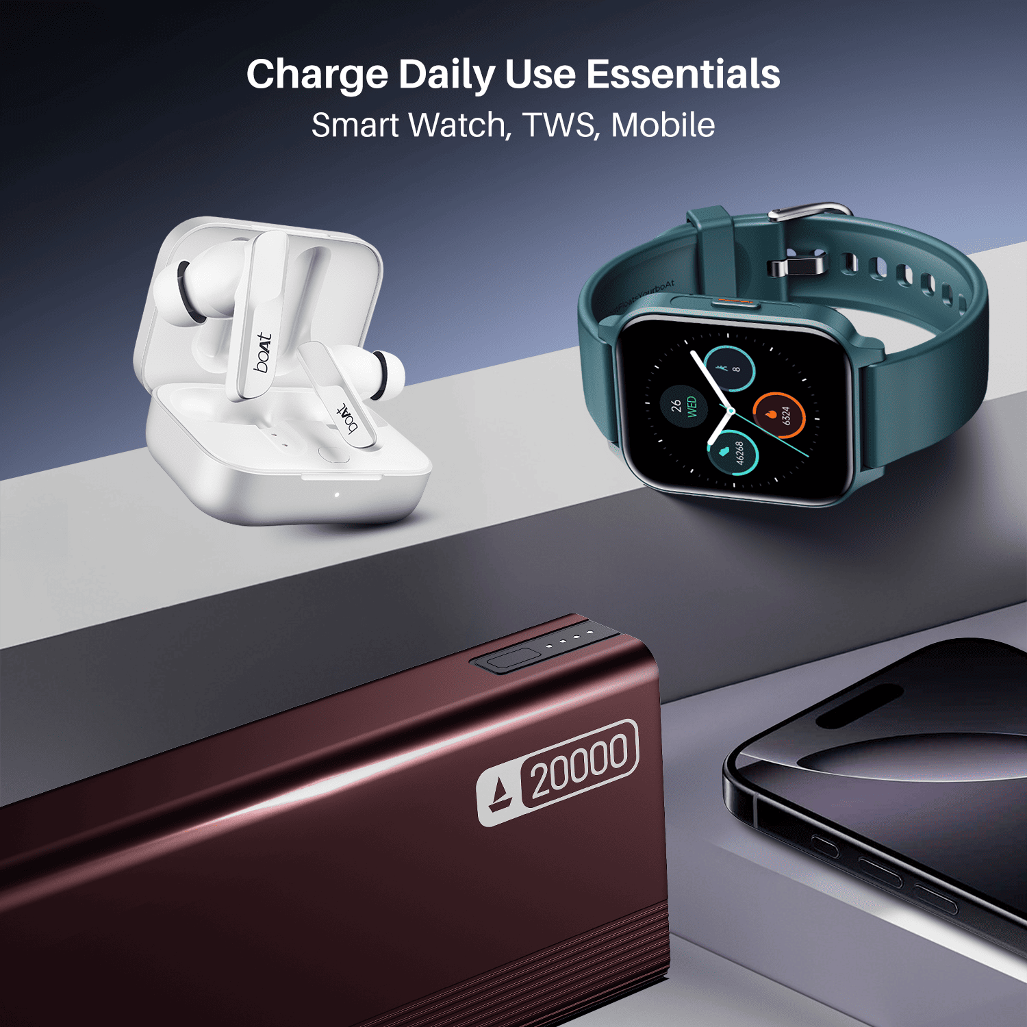 Energyshroom PB401 | Powerbank with 20000mAh Lithium Polymer Battery, Multiple Ports for Simultaneous Charging