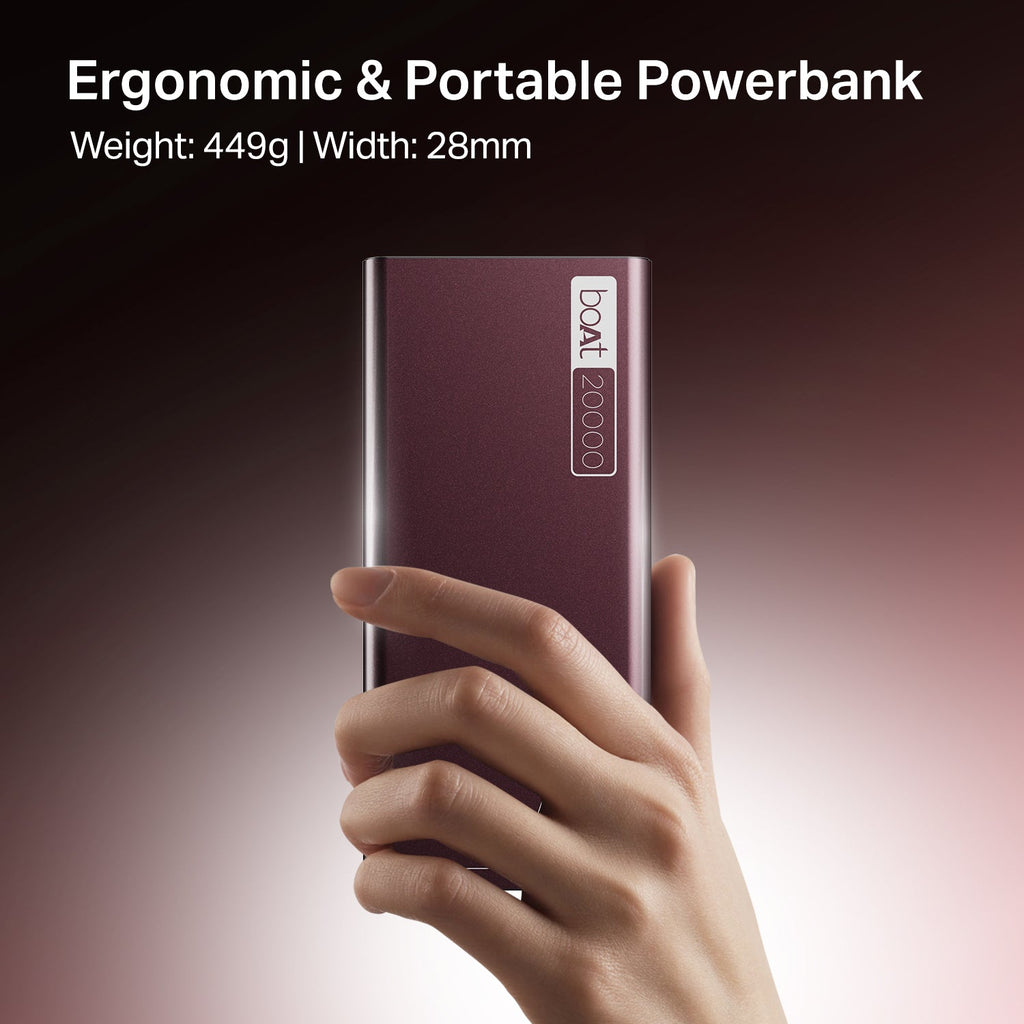 boAt Energyshroom PB400 | Powerbank with 20000mAh battery capacity with Smart IC protection