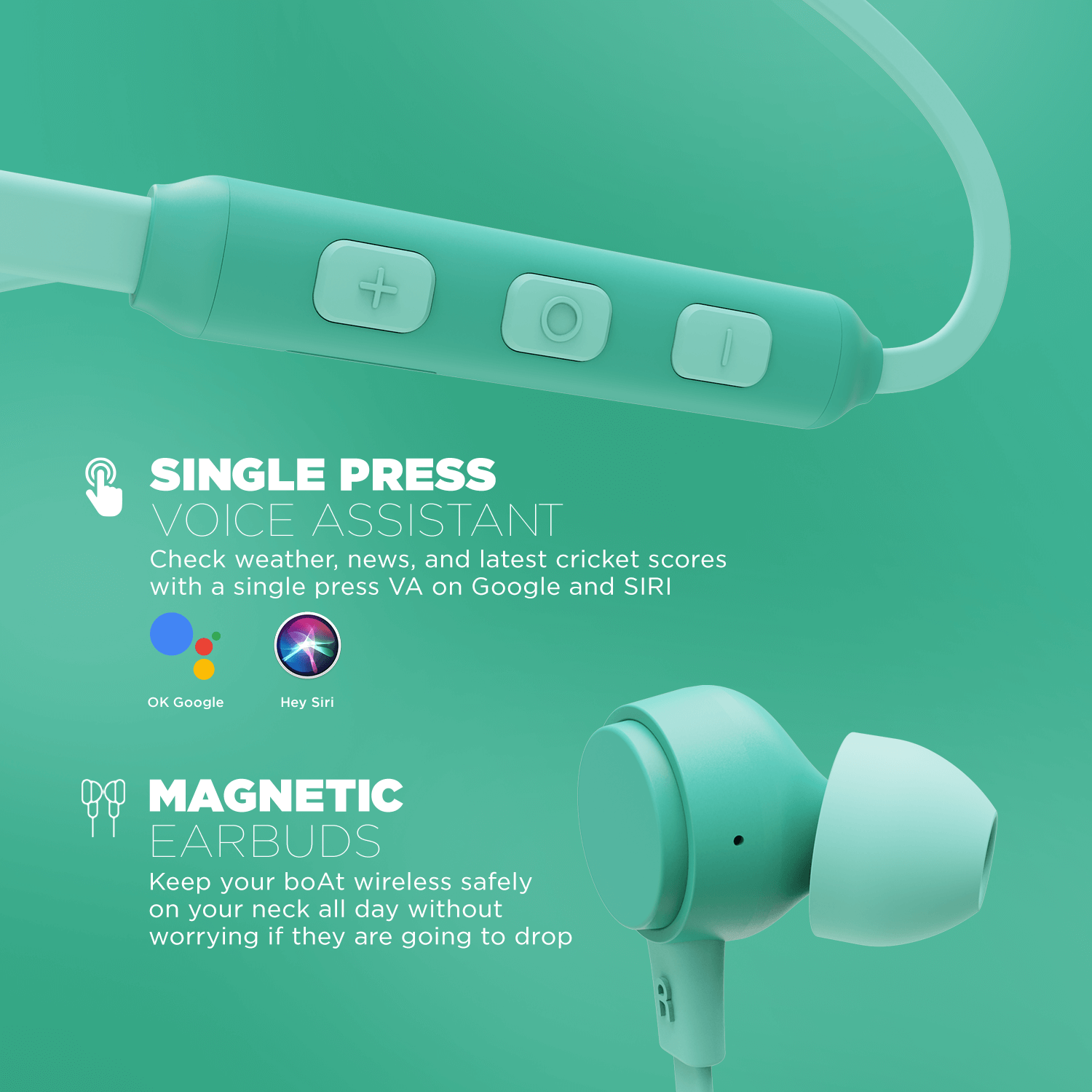 boAt 103 Wireless | Wireless Neckband with 15H Playback, 10mm Drivers, Bluetooth v5.0, IPX4 water-resistant