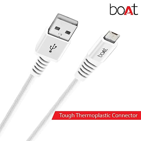 boAt Rugged V3 Micro USB 1.5 Meter | Premium USB Cable with 480Mbps Transfer Speed, Nylon Braiding, Durable Connectors