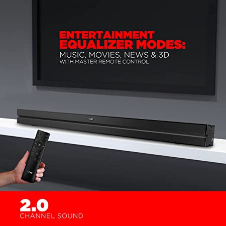 boAt Aavante Bar 1300 | 60W Sound Bar with 2.0 Channel Surround Sound, Smart & Integrated Music,Control enabled, EQ Modes, BT, AUX