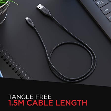boAt Micro USB 55 Premium Braided Charging 1.5M Tangle Free Cable
