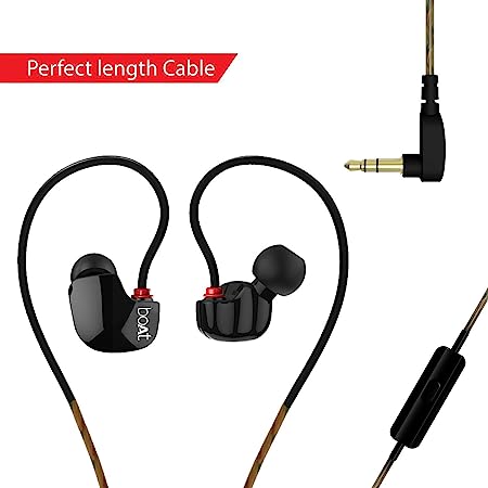 boAt Nirvanaa Uno | Wired Earphone with Mic, 8mm Drivers, Superior Coated Cable, 3.5mm Angled Jack, Secure Fit