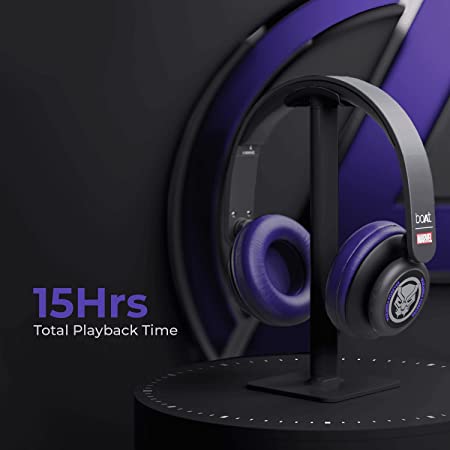 boAt Rockerz 450 Black Panther Marvel Edition | Bluetooth Headphones with 40mm Audio Drivers, 15H Playback, Voice Assistant, Dual Connectivity