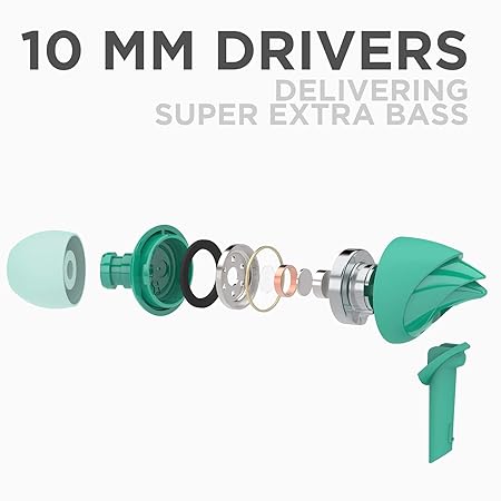 Bassheads 100 | Wired Earphone with 10mm Dynamic Driver, Hawk Inspired Design, Made in India, Super Extra Bass
