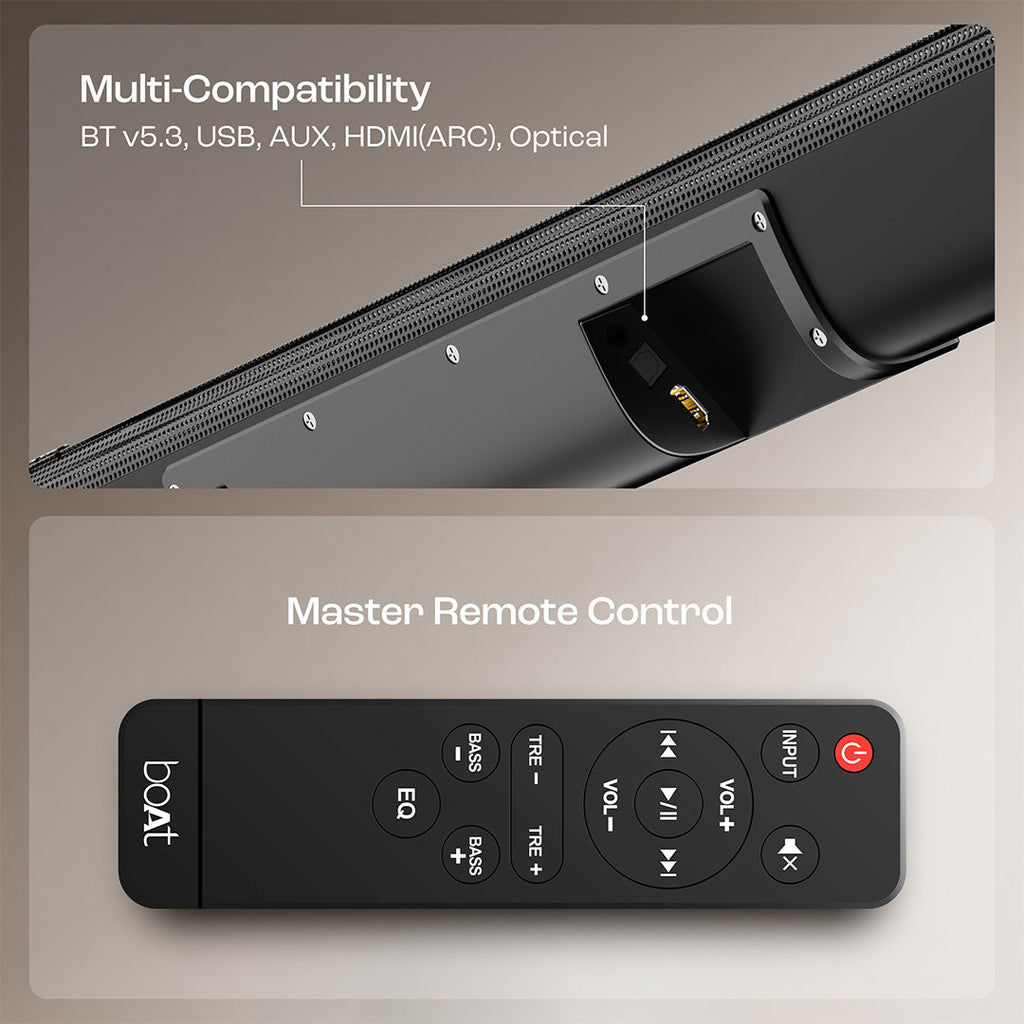 boAt Aavante Bar 1500 Pro | 120W Bluetooth Soundbar, 2.1 channel surround system, EQ Modes, Master Remote Control