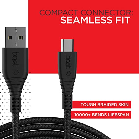boAt Micro USB 55 Premium Braided Charging 1.5M Tangle Free Cable