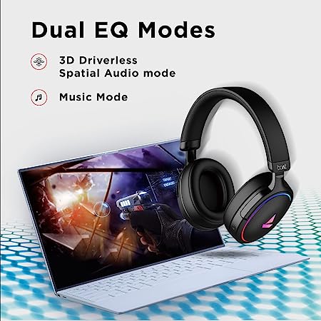 boAt Immortal 300 | Headphone with 50mm drivers, 3D driverless spatial audio & ENx™ technology, Dual EQ modes and RGB lights