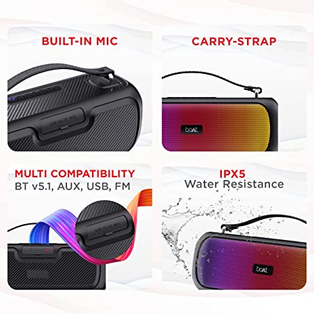 boAt Stone Symphony | 20W Portable Bluetooth Speaker, LED Lights, IPX5 Water Resistance, Bluetooth v5.1, TWS Feature
