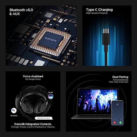 boAt Rockerz 660 | Wireless Headphone with 60H Playback, DUAL EQ Modes, Bluetooth v5.0, Type C Charging