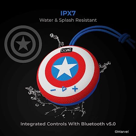boAt Stone 190 Captain America Marvel Edition | Portable Bluetooth Speaker with 5W RMS Sound, 4 Hours Playback, Bluetooth v5.0