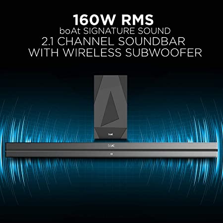 boAt Aavante Bar 2050 | Premium Sound Bar with 160W Sound Output, 2.1 Channel, Bluetooth, AUX, USB Compatible