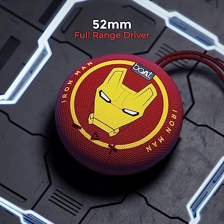 boAt Stone 190 Iron Man Marvel Edition | Portable Speaker with 52mm Full Range Driver, 4HRS Playback, 5W RMS Sound, IPX7 Water Resistance