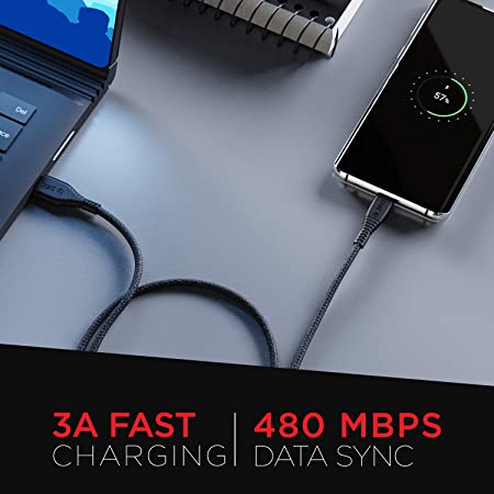 boAt Micro USB 55 Premium Braided Charging 1.5M Tangle Free Cable