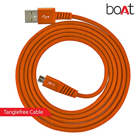 boAt Rugged V3 Micro USB Braided Charging Cable (2.4A) | Premium USB Cable with 480Mbps Transfer Speed, Nylon Braiding, Durable Connectors