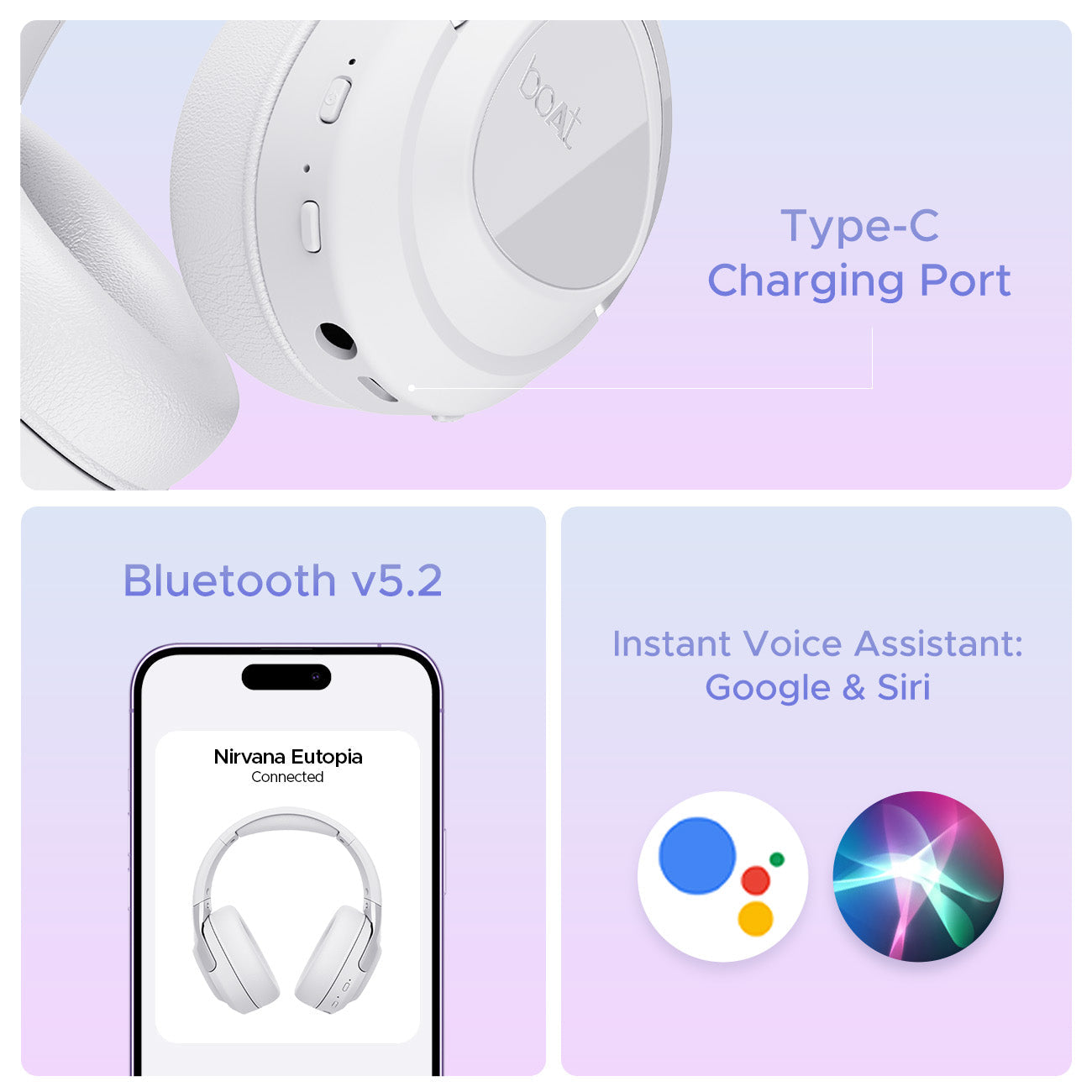 boAt Nirvana Eutopia | Wireless Headphone with 20H Playback, Dual Mics with ENx™ Tech, ASAP™ Charge