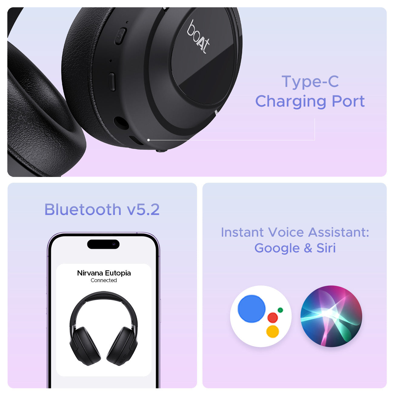 boAt Nirvana Eutopia | Wireless Headphone with 20H Playback, Dual Mics with ENx™ Tech, ASAP™ Charge