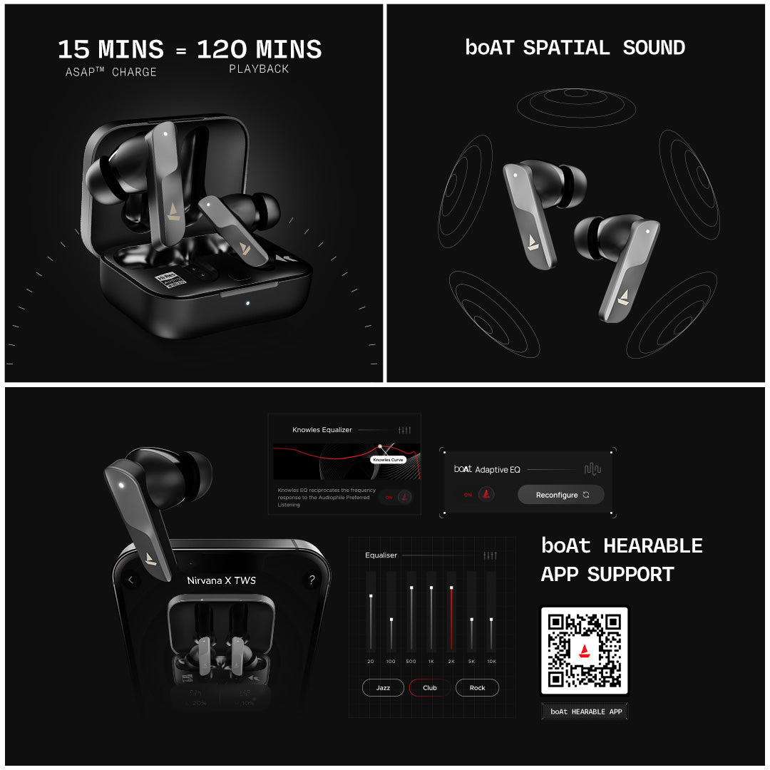 boAt Nirvana X TWS | Wireless Earbuds with Knowles dual drivers, Hi-Res Audio LDAC, 40 Hours Playback, boAt Hi-Fi Sound, ENx™ Technology, Dual Pairing