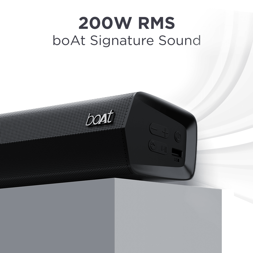 boAt Aavante Bar Thump | 200W RMS boAt Signature Sound, 2.1 Channel Soundbar with Wired Subwoofer, Entertainment EQ Modes, Bluetooth v5.3, USB, AUX, HDMI (ARC)
