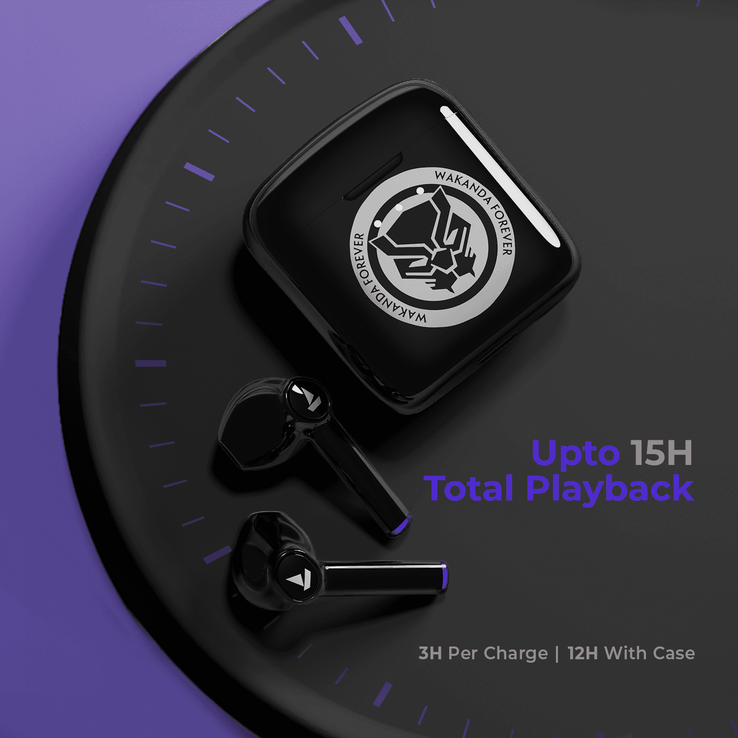 boAt Airdopes 131 Black Panther Marvel Edition | Wireless Earbuds with 13mm Audio Drivers, IWP Technology with Bluetooth v5.0, Type-c Charging, Upto 60 Hours Playback