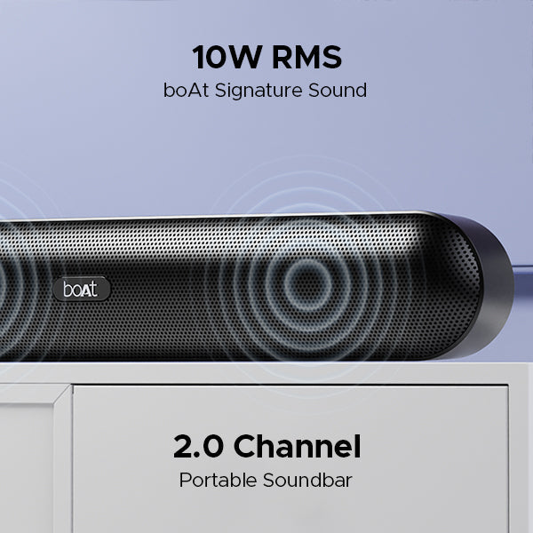 boAt Aavante Bar 490 | 10W Bluetooth Soundbar, 2.0 Surround Sound, Extended Wireless Range, Multi Compatibility