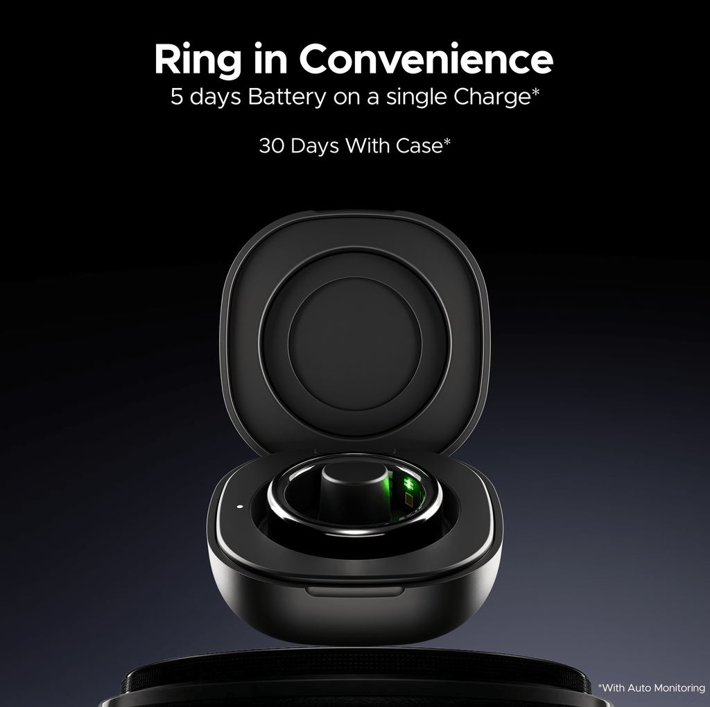 boAt  Smart Ring Active |Smart Ring with Stainless Steel Design, 90% Lighter, Health Monitoring, Magnetic Charging Case HME