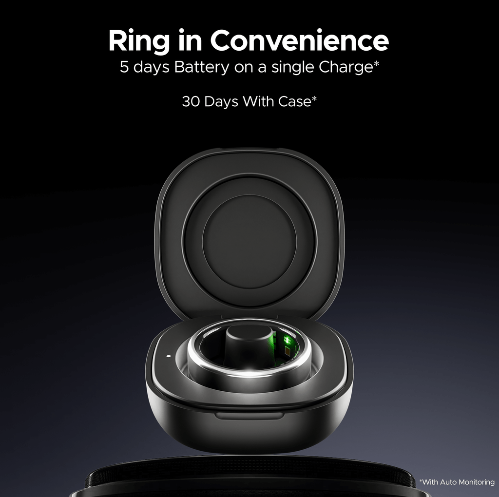 boAt  Smart Ring Active |Smart Ring with Stainless Steel Design, 90% Lighter, Health Monitoring, Magnetic Charging Case HME