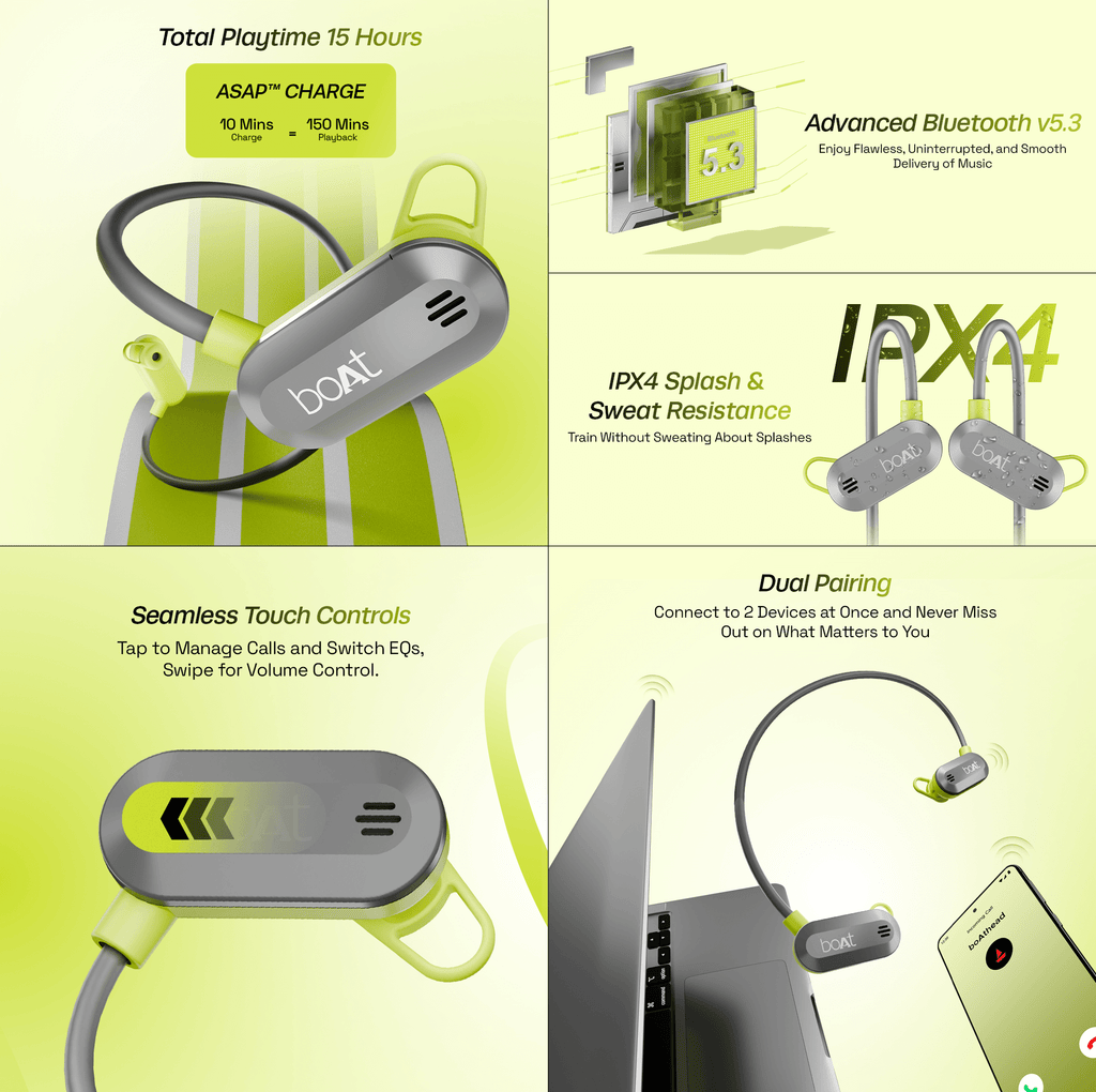 boAt Rockerz 261 Pro | Wireless Earphone with 15 Hours Playback, ASAP™ Charge, 14.8mm Drivers, Bluetooth v5.3, ENx™ Tech (Perfect for Outdoor Sports)