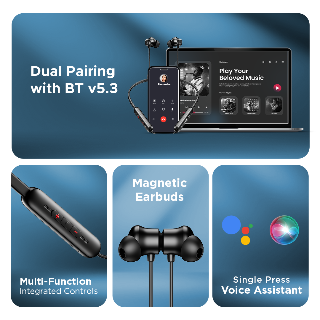 boAt Rockerz Summit | Wireless Earphone with 30H Playback, ASAP™ Charge, Dual Pairing, ENx™ Technology, BEAST™ Mode